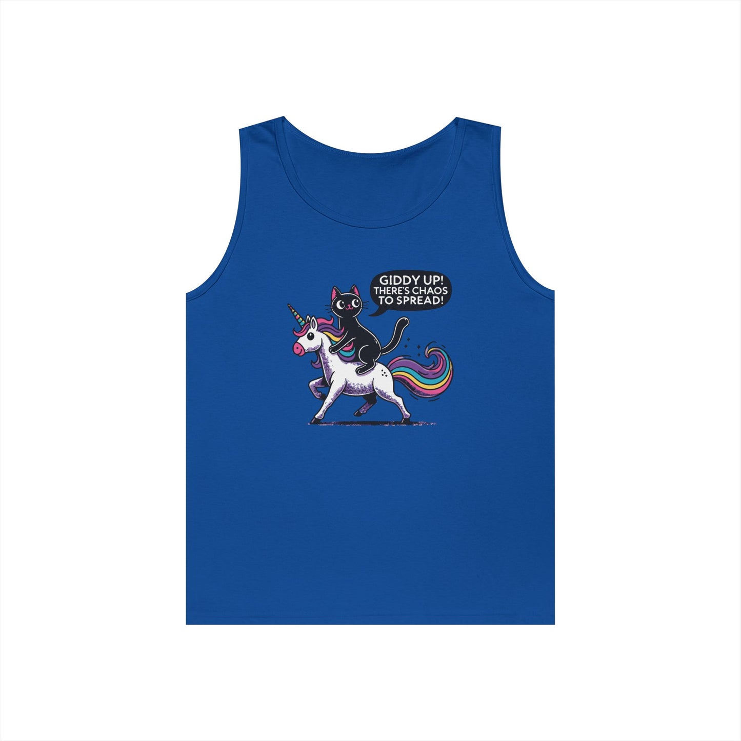 Giddy Up There's Chaos to Spread Cat and Unicorn Tank Top
