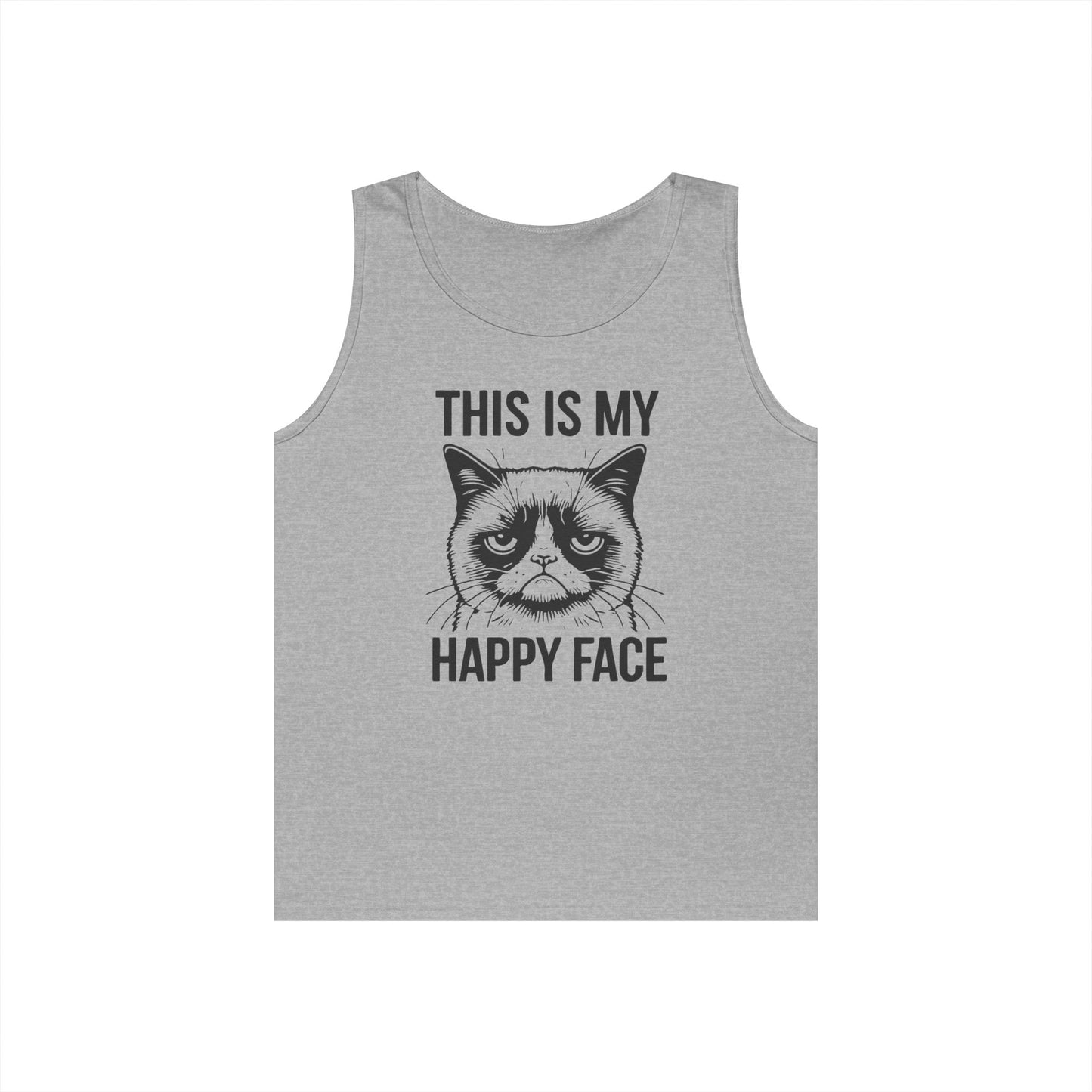 Happy Face Grumpy Cat Meme Inspired Tank Top