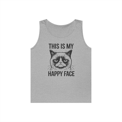 Happy Face Grumpy Cat Meme Inspired Tank Top