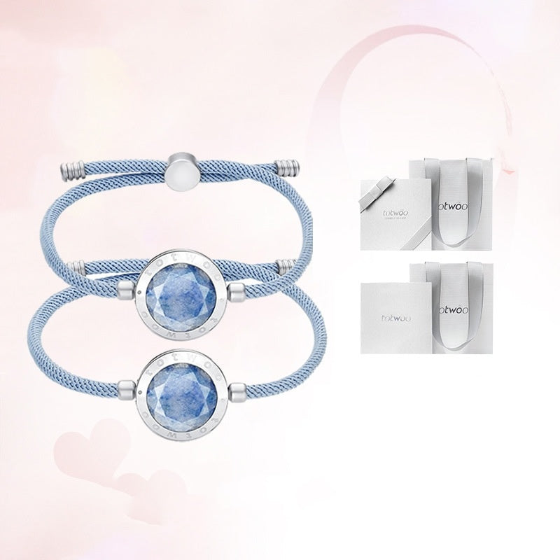 Pair of Touch Connect Interactive Bracelets | Blue Aventurine Hearts - Vivid Divergence