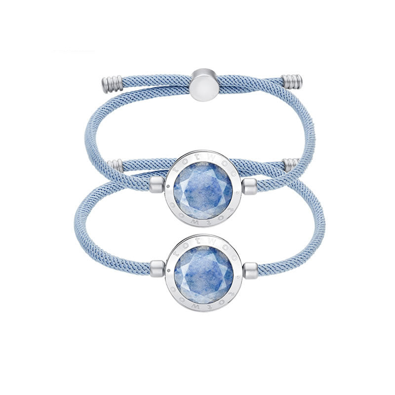 Pair of Touch Connect Interactive Bracelets | Blue Aventurine Hearts - Vivid Divergence