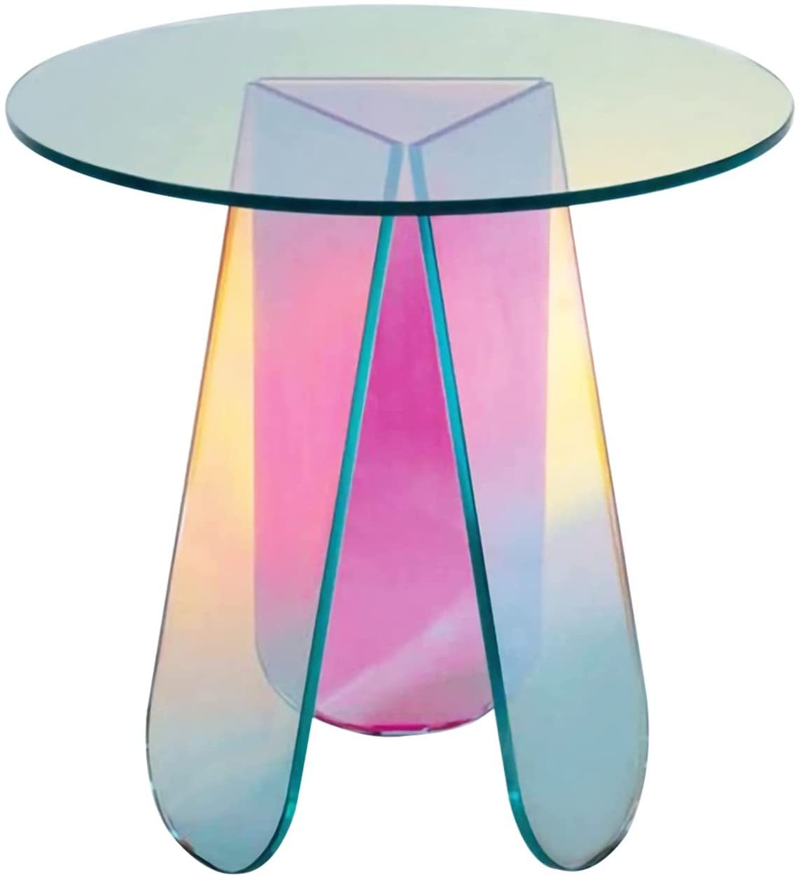 Iridescent Rainbow Color Acrylic Side Table. Part of the Vivid Divergence Range. Everyday Products that Celebrate your Neurospicy.