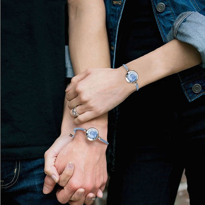 Pair of Touch Connect Interactive Bracelets | Blue Aventurine Hearts - Vivid Divergence