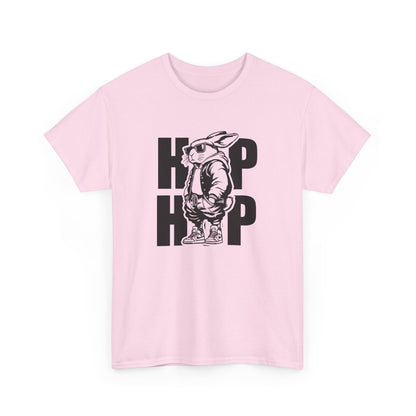 Light Pink Easter T-shirt featuring a bold "HOP HOP" bunny design, a playful and modern Easter look. Hop into the season in style and shop Easter shirts online today!