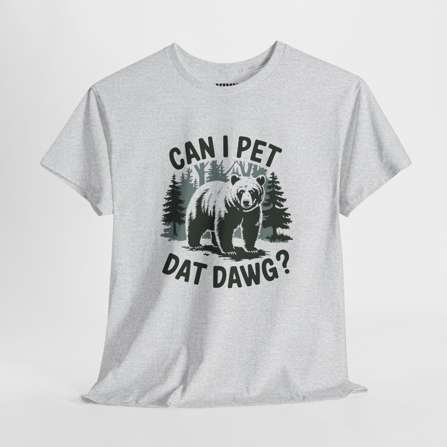 Laid flat light grey T-shirt with bold meme text and outdoors-themed dog design. A must-have for dog lovers and introverts with snacks. Part of the Vivid Divergence Memewear Collection!
